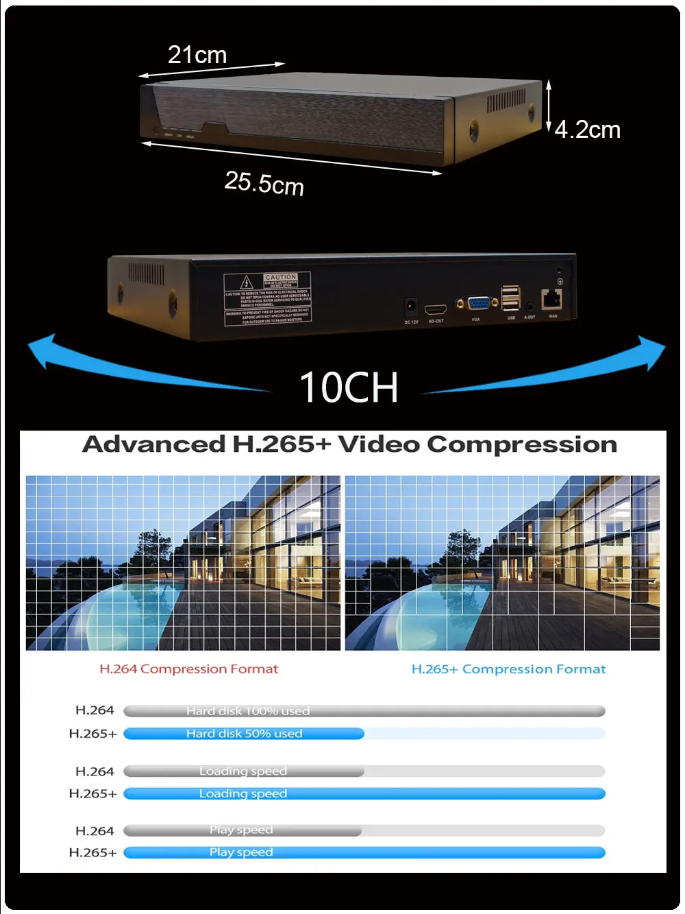 Фото Беспроводная Wi-Fi камера видеонаблюдения C-R HD 5 МП с объективом 3,6 мм, двусторонней аудиосвязью, цветным и ИК ночным видением, комплект 10-канального 4K NVR №4