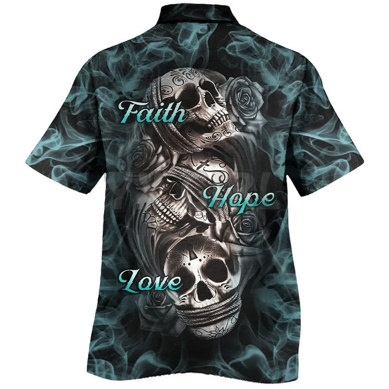 Flaming Skull Lava 3D All Over Printed Hawaiian Shirt Men's For Women's Harajuku Casual Shirt Unisex