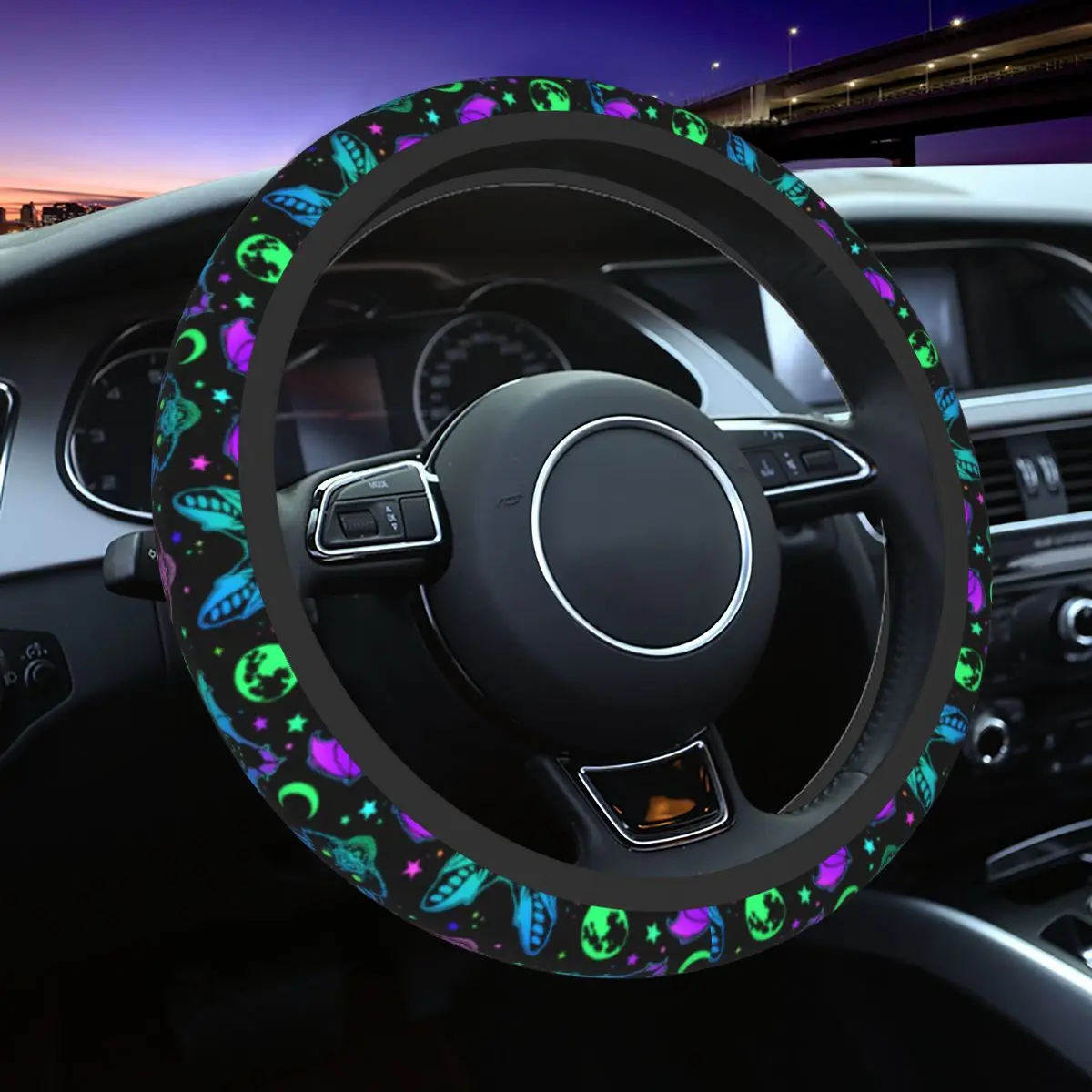 

37-38 Car Steering Wheel Cover Bright Bats Universal Car-styling Elastische Automobile Accessory