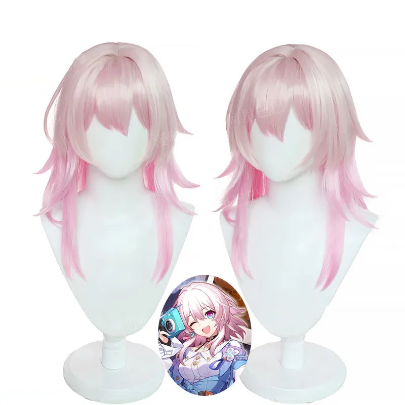 

March 7th Cosplay Honkai Star Rail Wig 50cm Wig Pink Gradient Wig Cosplay Anime Cosplay Wigs Heat Resistant Synthetic Wigs