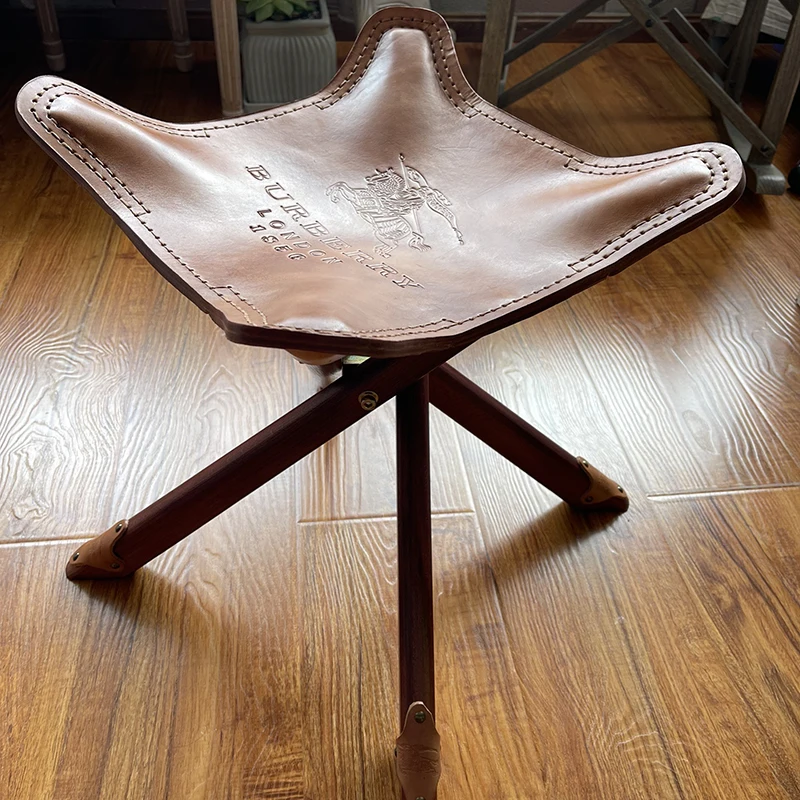 Мебель из воловьей кожи табурет винтажный складной стул для крыльца смены обуви