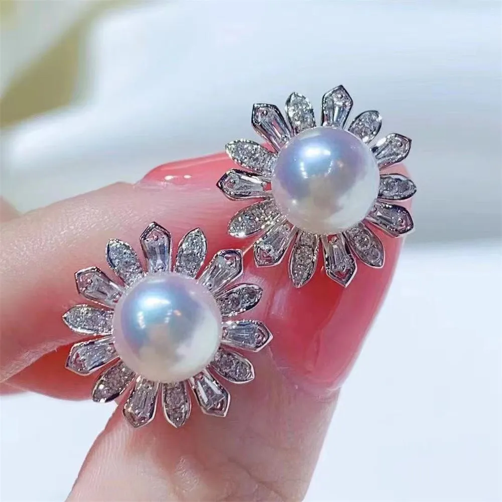 

DIY pearl accessories 925 silver ear nail empty holder concealer fashionable pearl eardrop holder suitable for inlaying 7-9mm