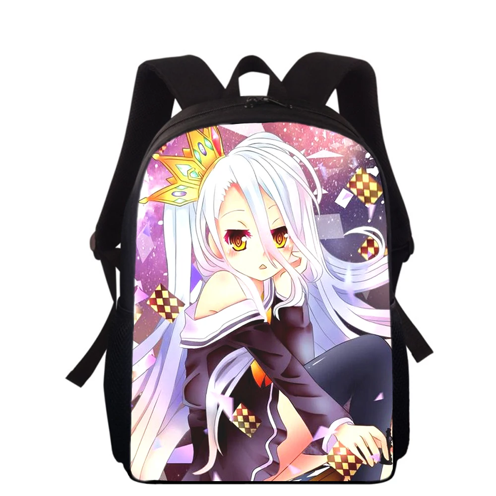NO GAME NO LIFE Anime 15” 3D Print Kids Backpack Primary School Bags for Boys Girls Back Pack Students School Book Bags