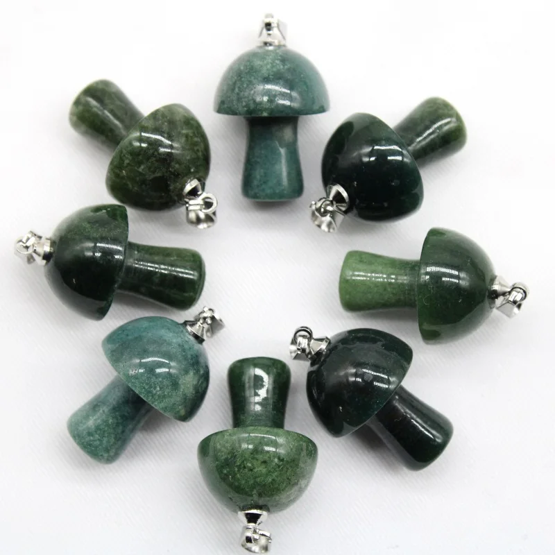 Wholesale 15pcs Mix Natural Stone Quartz Amethyst Red Agates Aventurine Mushroom Pendant for DIY Making Jewelry Accessories |