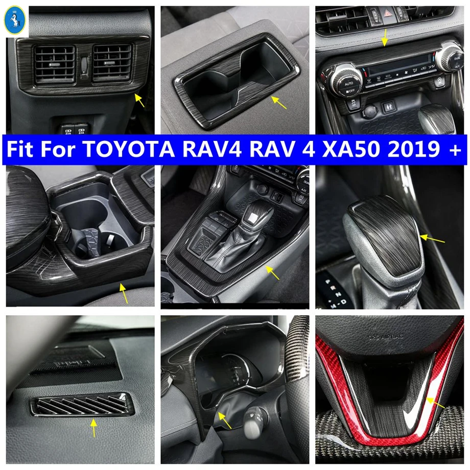 

Black Brushed Accessories Air AC Outlet Vent Water Cup Holder Gear Shift Panel Cover Trim For TOYOTA RAV4 RAV 4 XA50 2019 - 2023