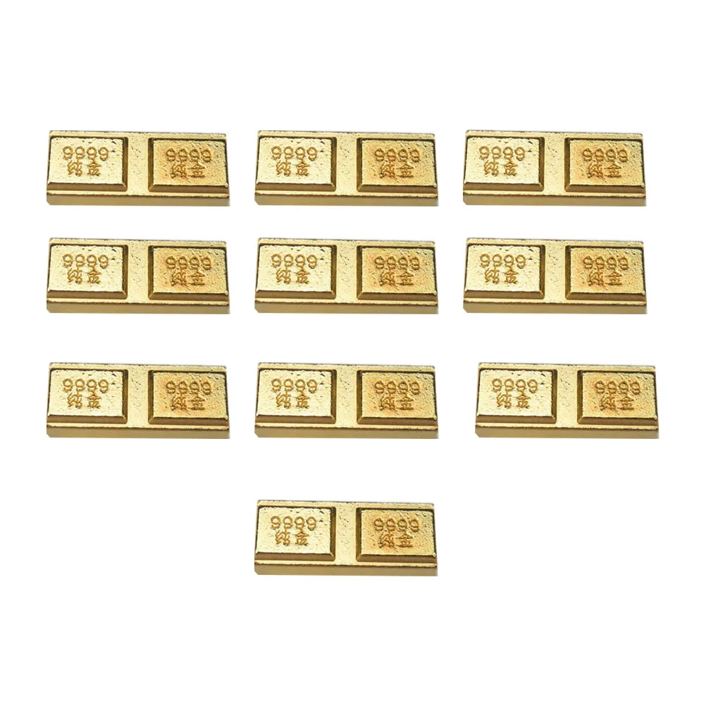 

10 Pcs Block Toys Plastic Gold Bars Toys Small Plastic Gold Bar Pirate Gifts Gold Brick Toy Props Gold Bar Ornament