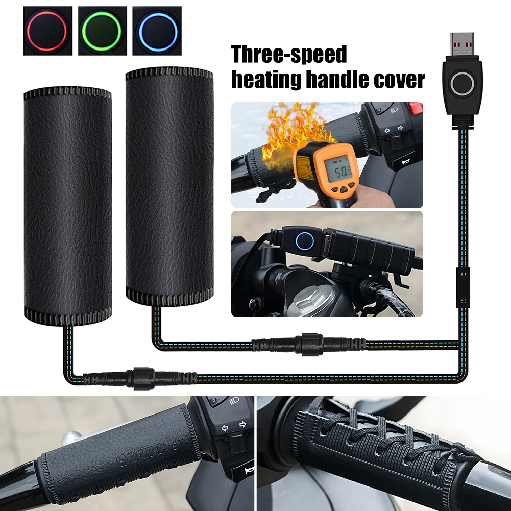 

Универсальная нагревательная Подушка на руль мотоцикла, 5 В, USB, зимний нагревательный захват, 3 нагревательных водонепроницаемых электрических руля, Нагреватель скутера