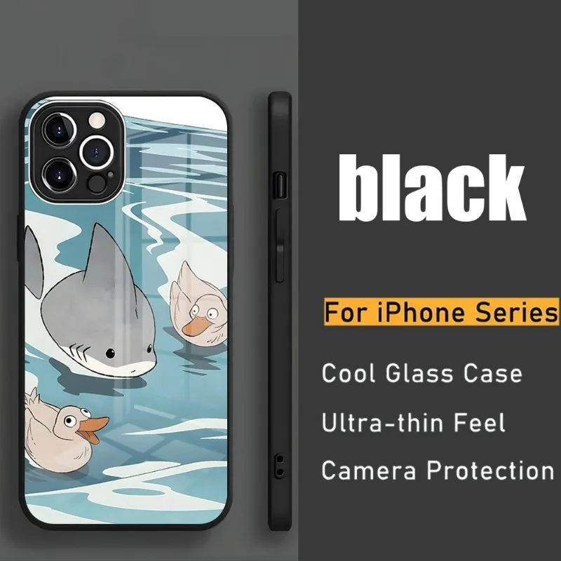 

Cute Shark Phone Case 2023 New For IPhone 14 Pro 13 11 12 XR XS MAX 7 8 X Plus 13 Tempered Glass Covers