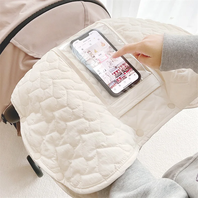 Korean Plush Baby Stroller Cold Proof Hand Gloves Baby Carriage Pushchair Winter Warm Fur Fleece Hand Cover Stroller Accessories