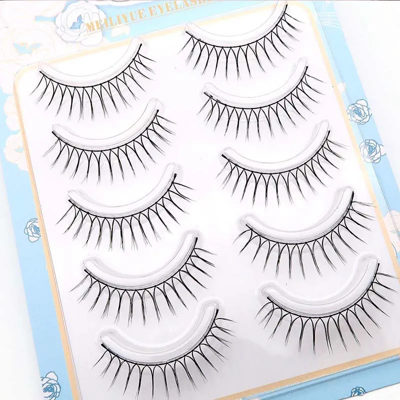 Натуральные 5 пар накладных ресниц корейская группа для девочек 9-10 мм черный