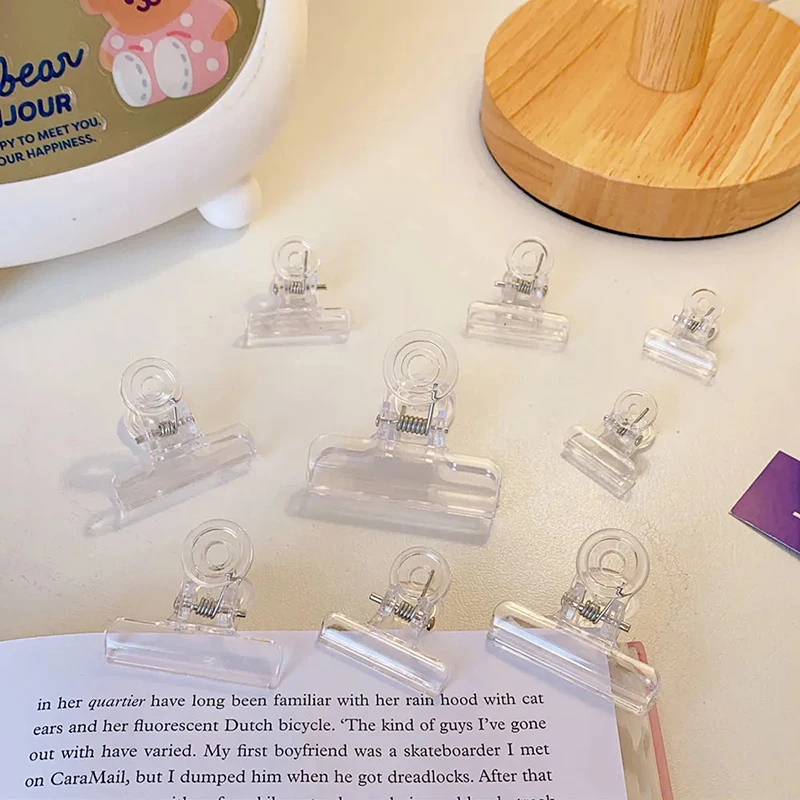 

6Pcs Transparent Clip Stationery Test Paper Creative Plastic Clip Sealing Clip Booking Clip Dumb Acrylic Clip Universal Fixed