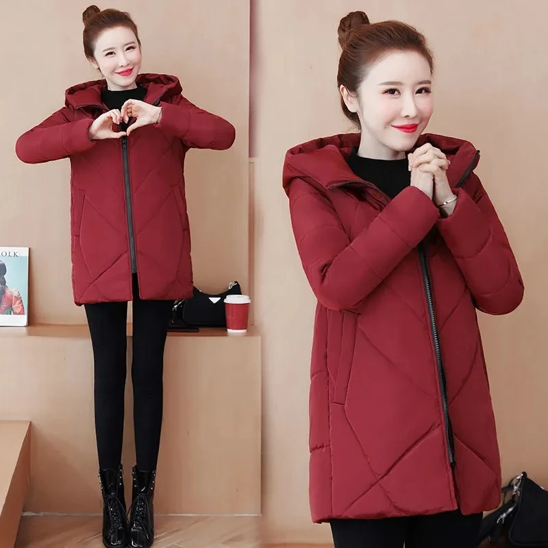 2022 Autumn Winter New Down Cotton Coat Womens Fashion Loose Thin All-match Padded Jacket Women Casual Large Size Long Parkas