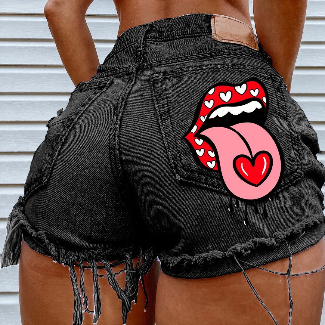 Hole fashion four seasons street hipsters denim shorts female Joker. y2k jeans