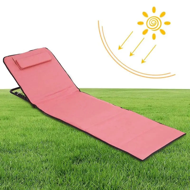 

Padded Sun Lounger Beach Sun Chair Chaise Lightweight Portable Beach Reclining Lounger With Pillow Sun Tanning Chairs For Yard