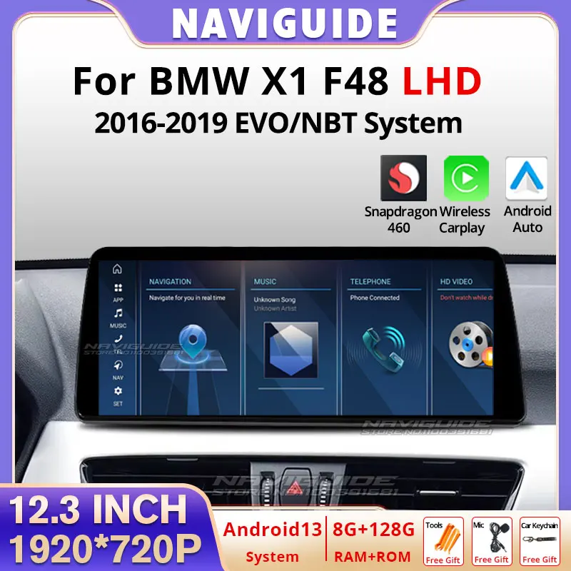 NAVIGUIDE Android 13 12 3 дюйма 1920*72P для BMW X1 F48 F49 2016-2019 Система NBT/EVO Автомобильный
