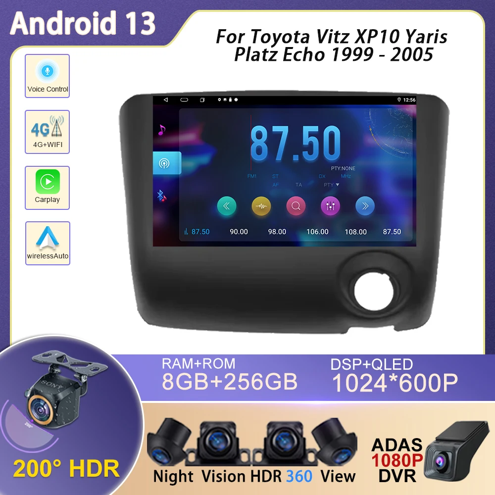 Мультимедийный плеер автомобильный радиоприемник Android Carplay GPS-навигация для Toyota