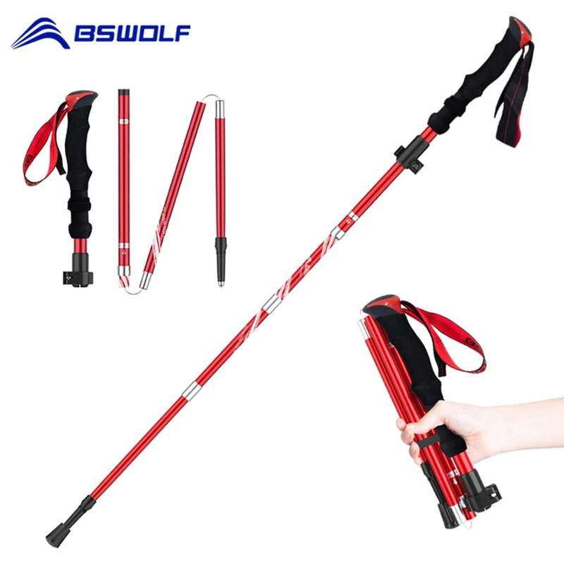 BSWolf Ultraligt Foldable Walking Sticks Camping Hiking Folding Trekking Poles Aluminum Telescopic Stick | Спорт и развлечения