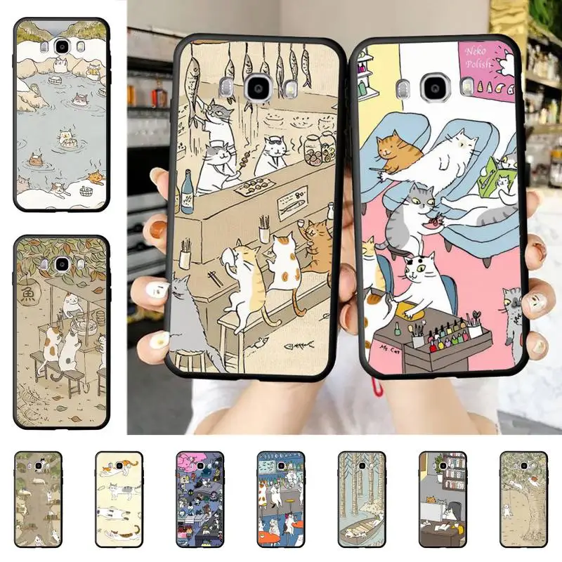 

Japanese Cat Phone Case for Samsung J 2 3 4 5 6 7 8 prime plus 2018 2017 2016 core