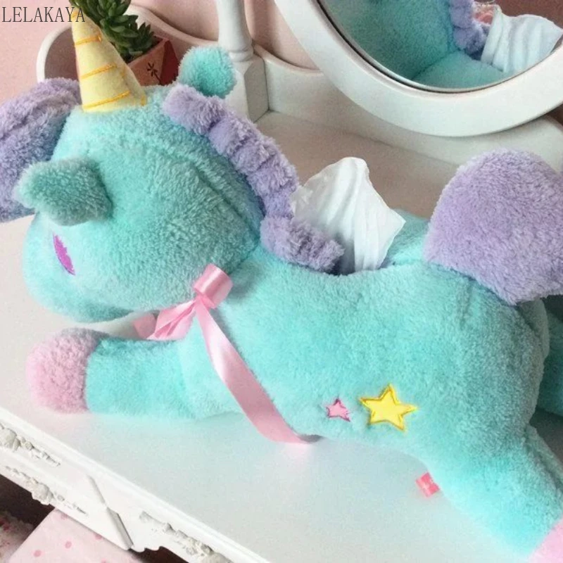 Футляр Мягкий Плюшевый в виде единорога коробка для хранения бумажных салфеток