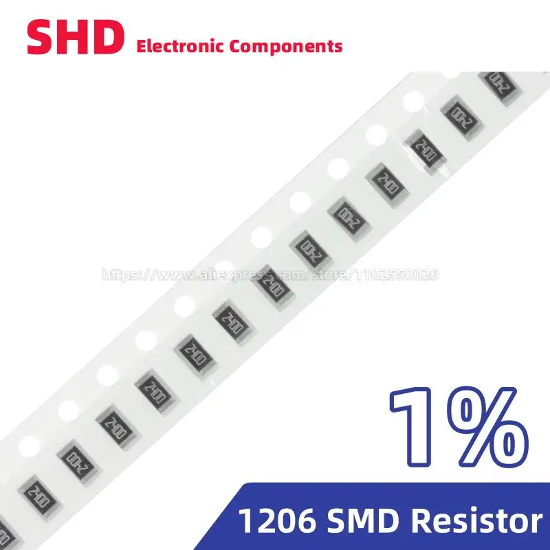 

200 шт. 1% SMD резистор 0R ~ 10M 1/4W 1 10 1206 100 150 220 330 470 510 Ом Ω 1K 680 K 10K 910 K 1R 10R 100R 220R 330R 4K7