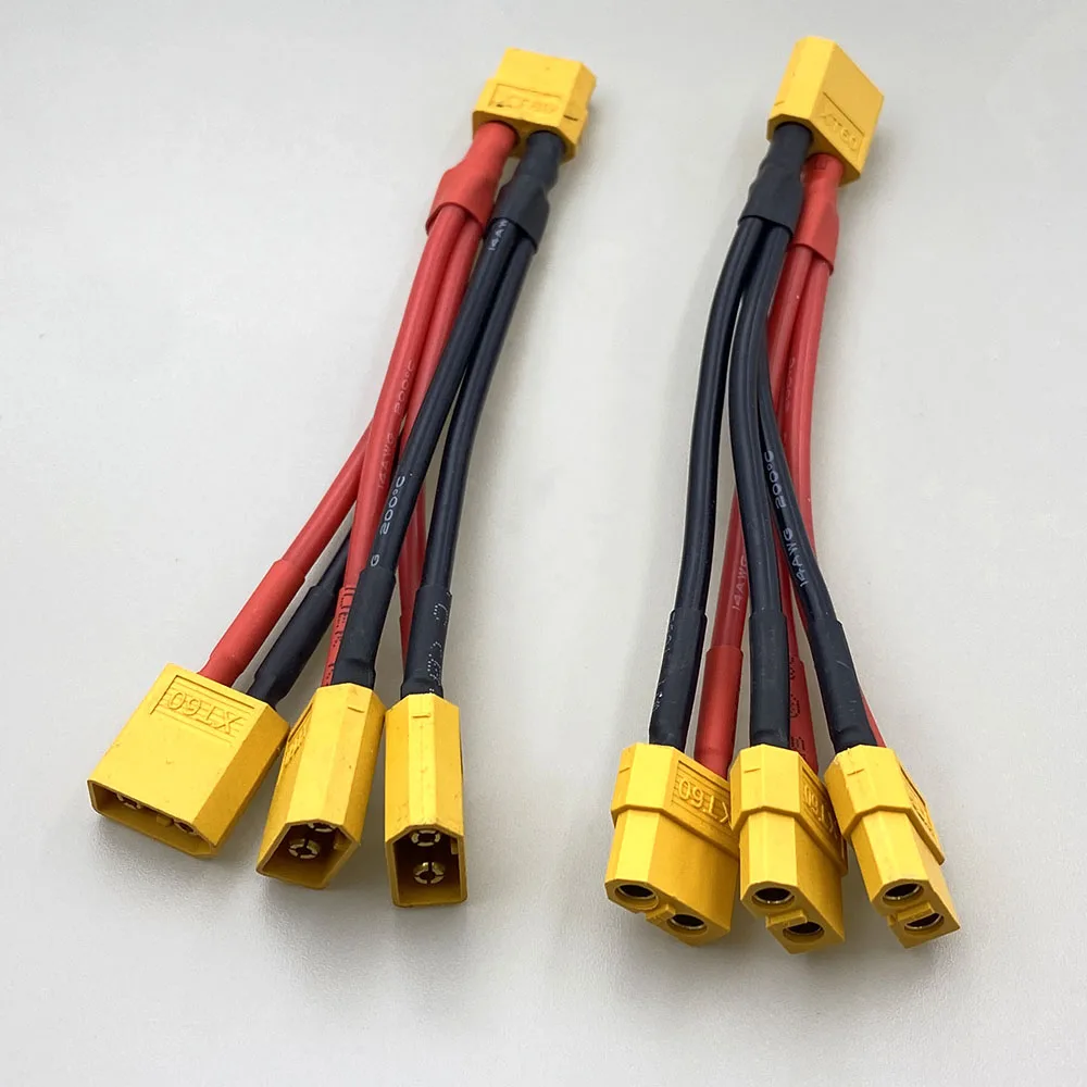 Фото Параллельный разъем батареи XT60XT90 Tplug, штекер/гнездо, двойной удлинитель, 3way12AWG, силиконовый разветвитель, y/проводной для двигателя батареи RC №5