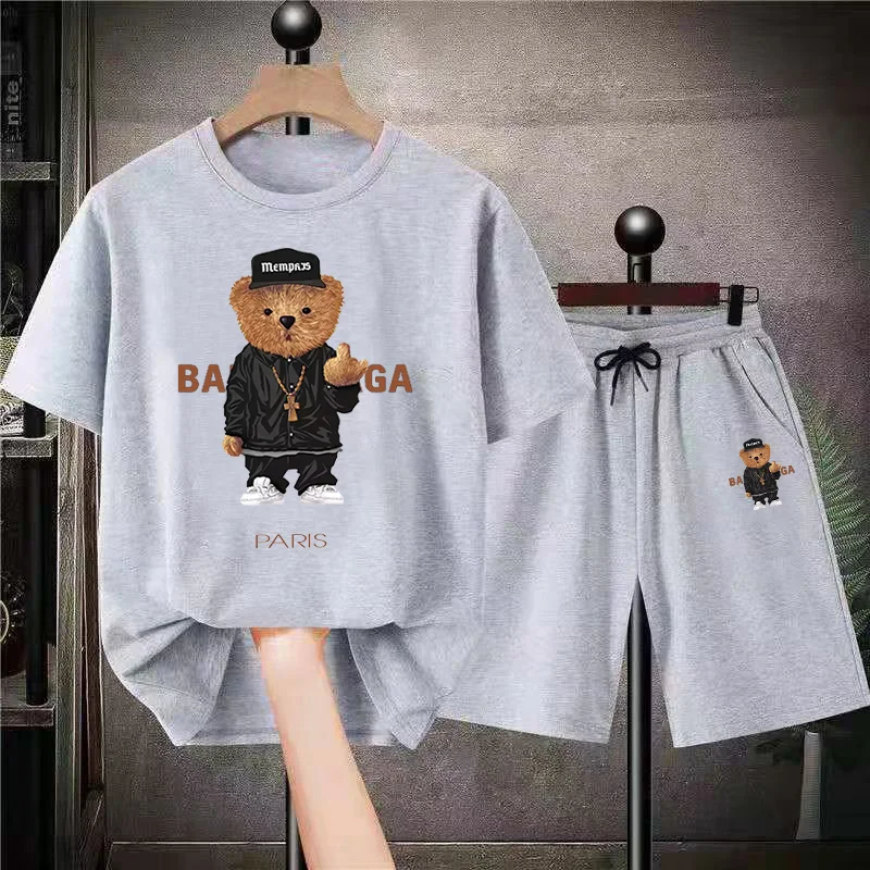 Fashion Bear Mens Luxury Short Sets Oversized Cotton Summer Suits Quality Anime Tees Shorts Outfits France Design T-Shirts Tops