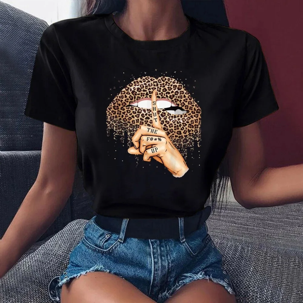 

Women's T-Shirt Summer New 90 ’s Leopard Heartbeat Short Sleeve Print Clothing Harajuku Graphic Clothing Women's Top goth