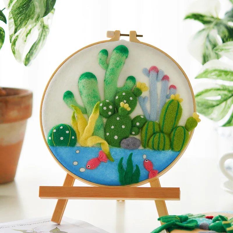 

DIY Wool Felting Painting With Embroidery Kit Flower Needle Wool Painting Handcraft For Home Decor Beginner Mom Gift