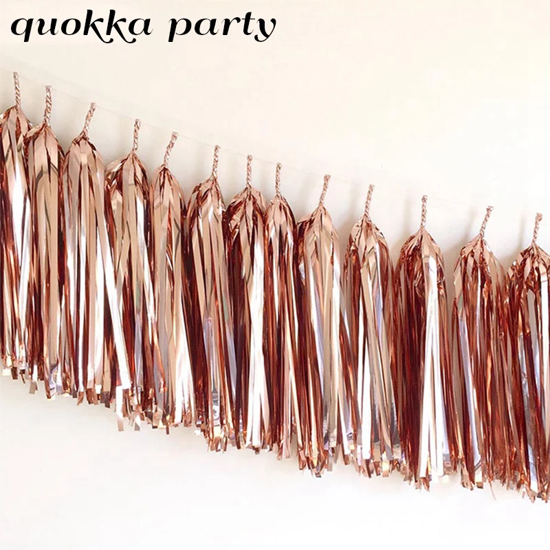 

Rose Gold Wedding Decoration Paper Foil Tassel Garland Metallic Tissue Banner Baby Shower Birthday Party Decoration Craft Decor
