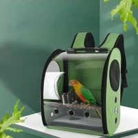 four colors transparent pet backpack with stand stick cup myna xuan feng birdcage cage to carry bird bag