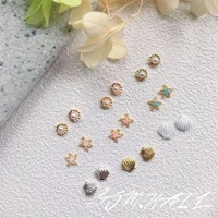 10pcs shell 3d nail charms mixed size gold sliver metal nail art decorati diy alloy starfish pearl beach wind manicure accessory