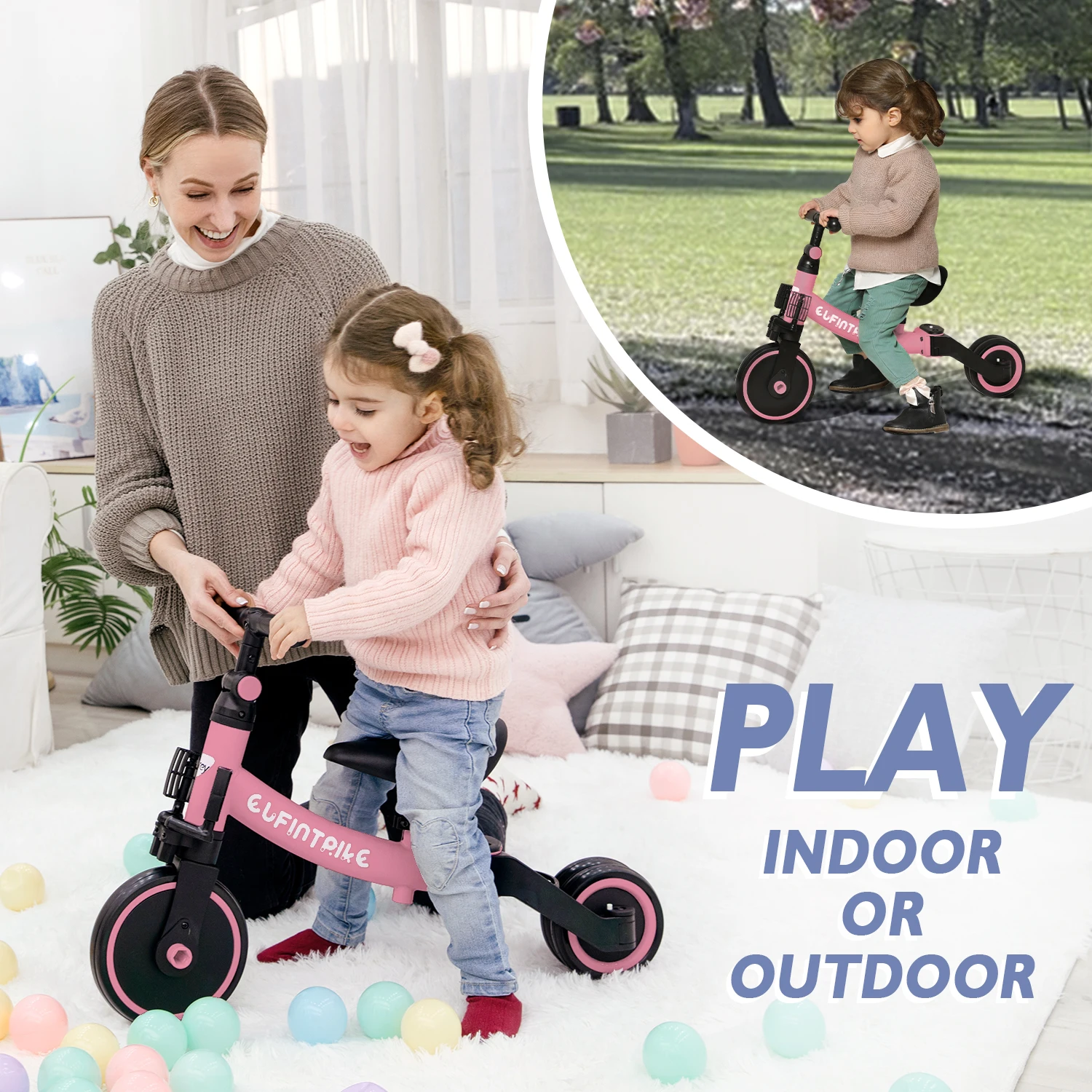 

Besrey 5 in 1 Toddler Bike for 10 Month to 4 Years Old Kids Trikes Tricycle Ideal for Boys Girls Balance Training