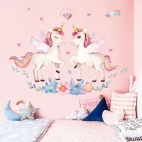 6090cm cute fantasy unicorn sticker diy scrapbook girl bedroom bedside wall decoration self adhesive wall scene static stickers