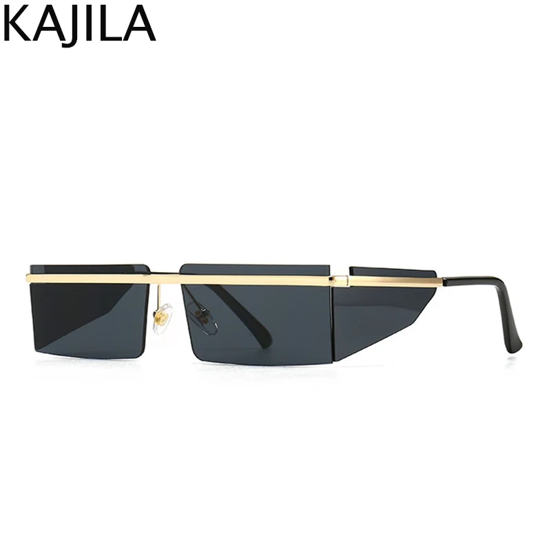 

Солнцезащитные очки без оправы UV400 для мужчин и женщин, прямоугольной формы, роскошные брендовые дизайнерские винтажные маленькие солнечны...