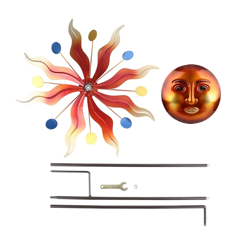 

Sunlight Face Wind Spinner Garden Stake Ornaments 3D Windmill Decoration Outdoor 53CA