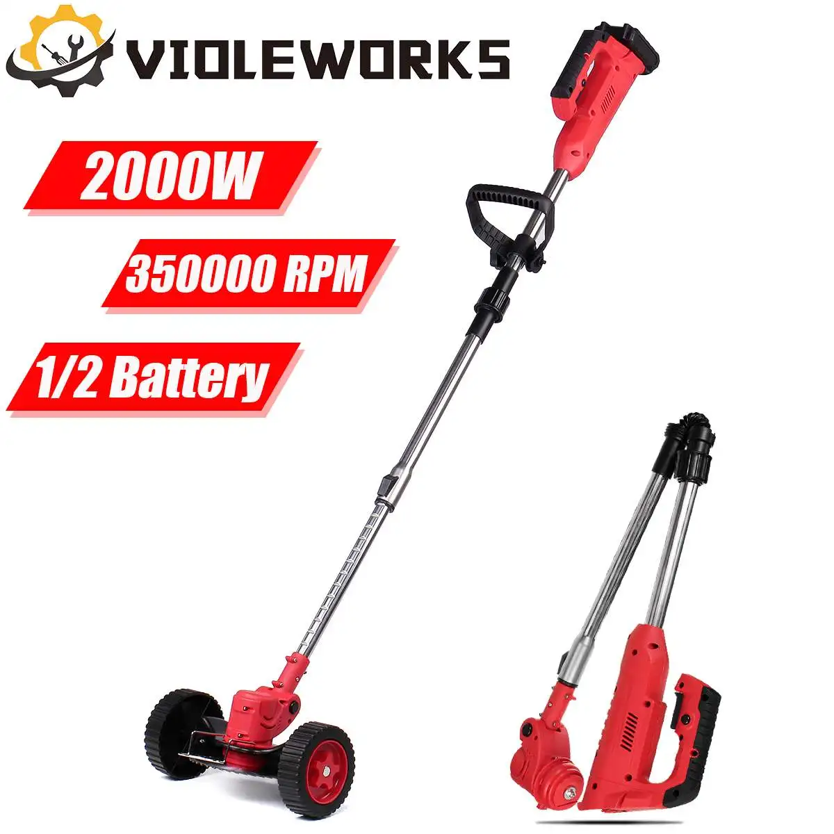 

2000W 21V/42V Electric Lawn Mower 20000RPM Cordless Grass Trimmer Length Adjustable Cutter Garden Tools 10000mah Li Battery