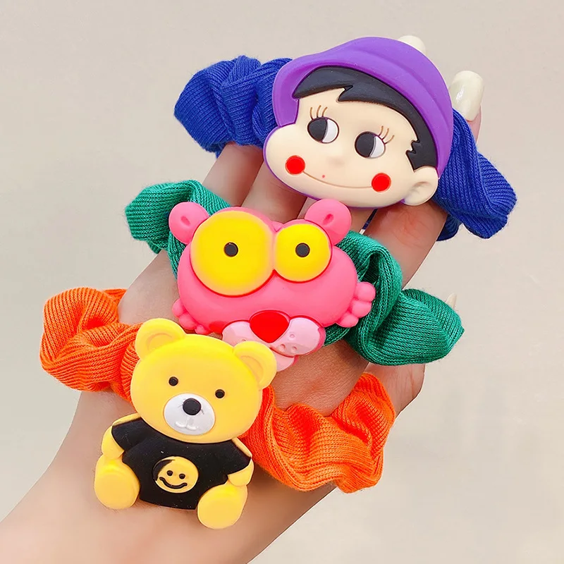 

Cartoon Bear Hair Ties for Woman Elastic Hair Band Colorful Hair Scrunchie Girl Hair Accessories Creative Rubber Hair Band
