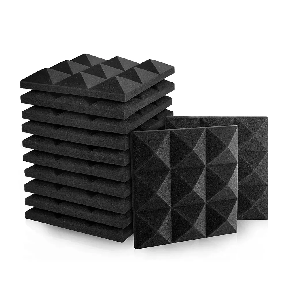 

12/24PCS 30x30x5cm Pyramid Recording Studio Wedge Tiles Acoustic Foam Panels Isolation Treatment for Walls and Ceiling