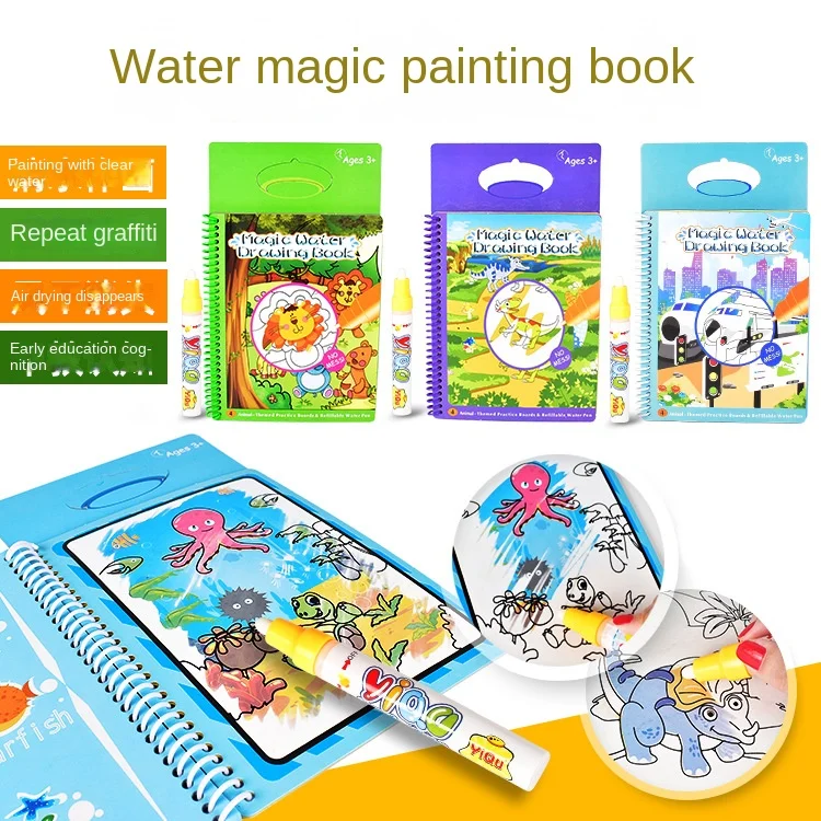 

Детская книга для граффити с прозрачной водой, книга для раннего развития с переработанной водой, книга для когнитивной живописи с цветным рисунком