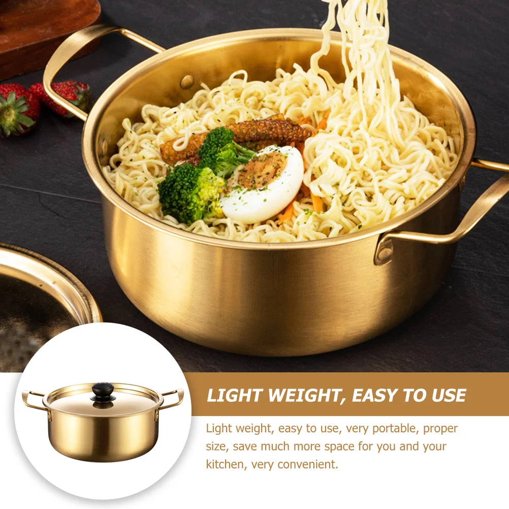 

Household Kitchen Pot Stainless Steel Cooking Pot Noodle Pot with Handle Lid Pans