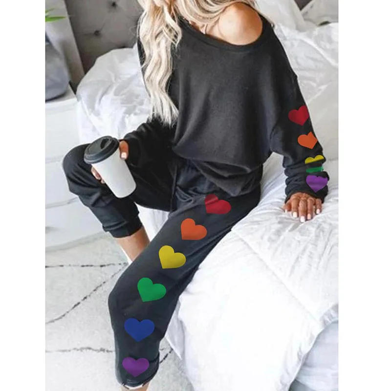 

LGBT Clothes Rainbow print two-piece casual pants suit