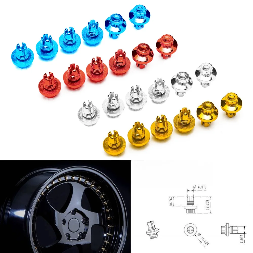 

25 pcs/set Universal Plastic Car Wheel Rivets Nuts Studs Bolts Rivets For Rim Lip Decoration Replacement Car Wheel Rivets