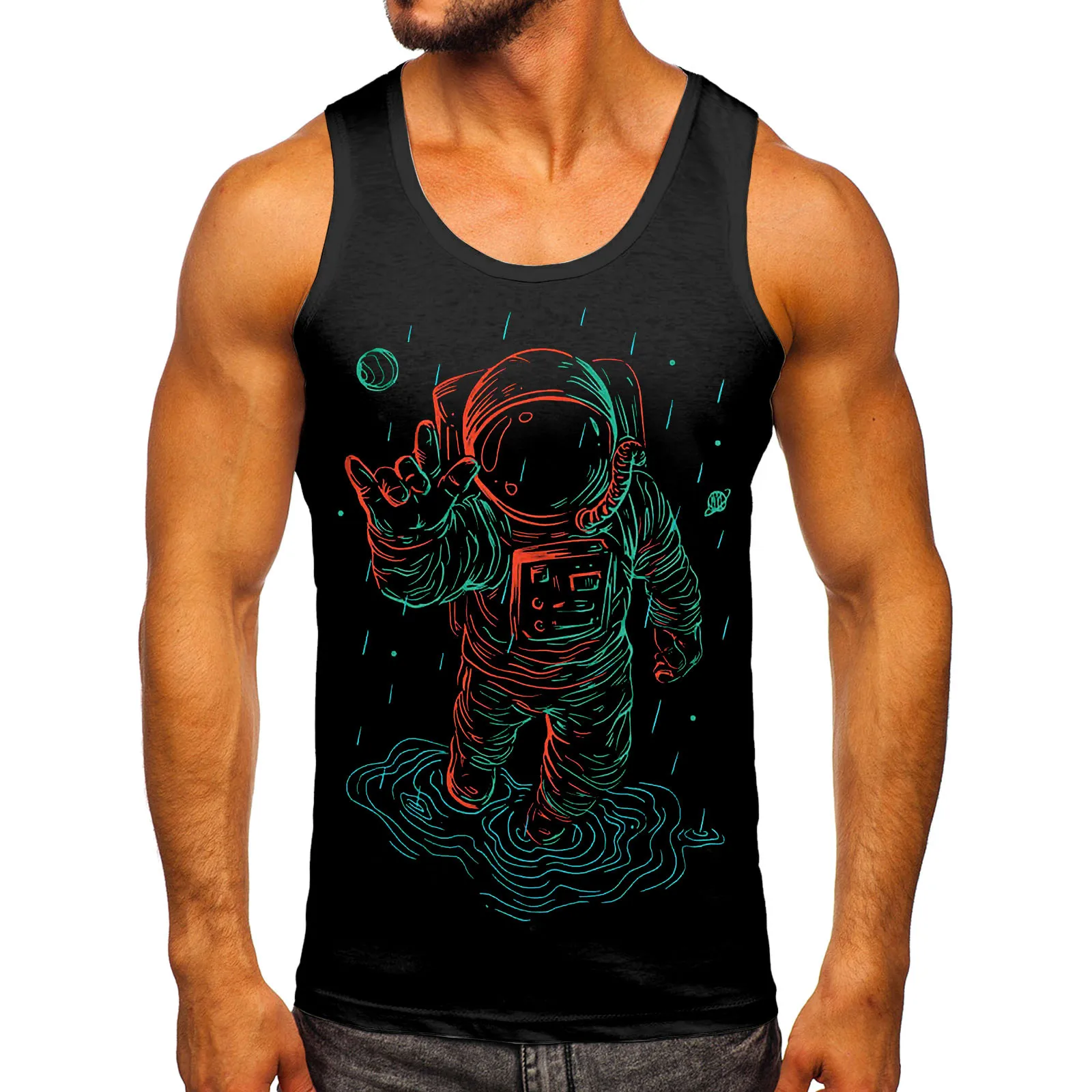 

Deep Apparel Men Casual Spring Summer Sleeveless Printed O Neck Shirt Tank T Shirts for Men Short Sleeve Men's Tall T Shirts