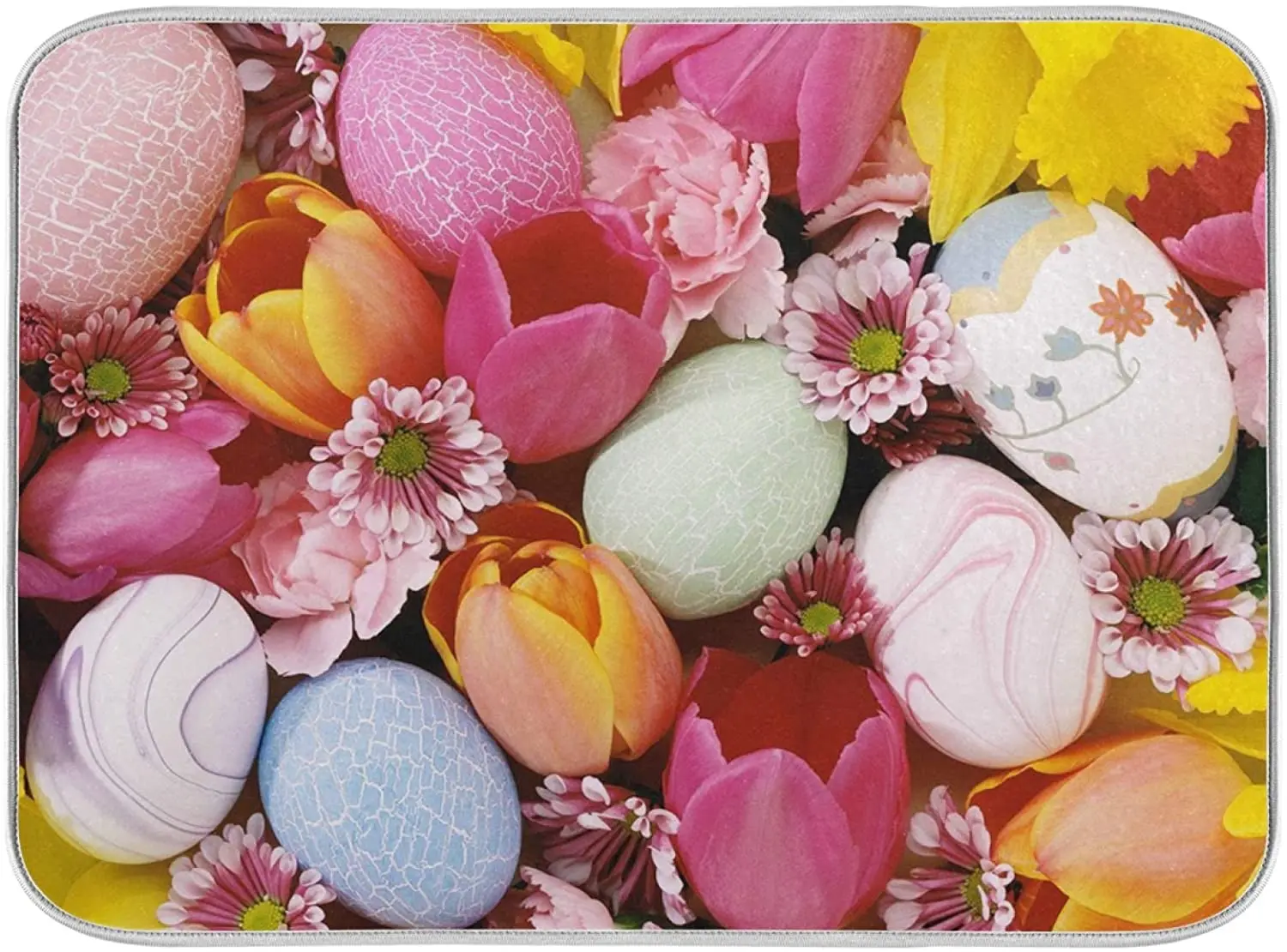

Blossom Easter Eggs Dish Drying Mat Countertop Protector Kitchen Decor 18" × 24"