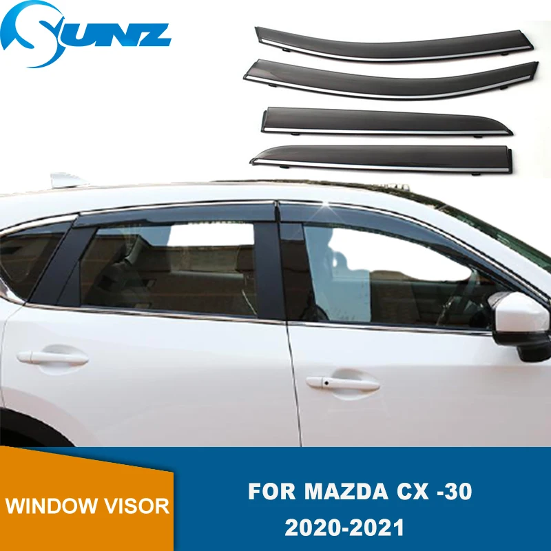 

Window Deflectors For Mazda CX30 CX-30 2020 2021 2022 4PCS Window Visors Sun Rain Tape On Deflector Wind Rain Guards SUNZ