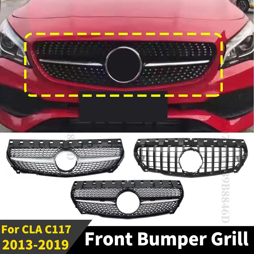 GT Diamond Facelift Front Bumper Grille Racing Grill Modified Tuning For Mercedes Benz CLA W117 C117 220 180 200 260 2013-2019