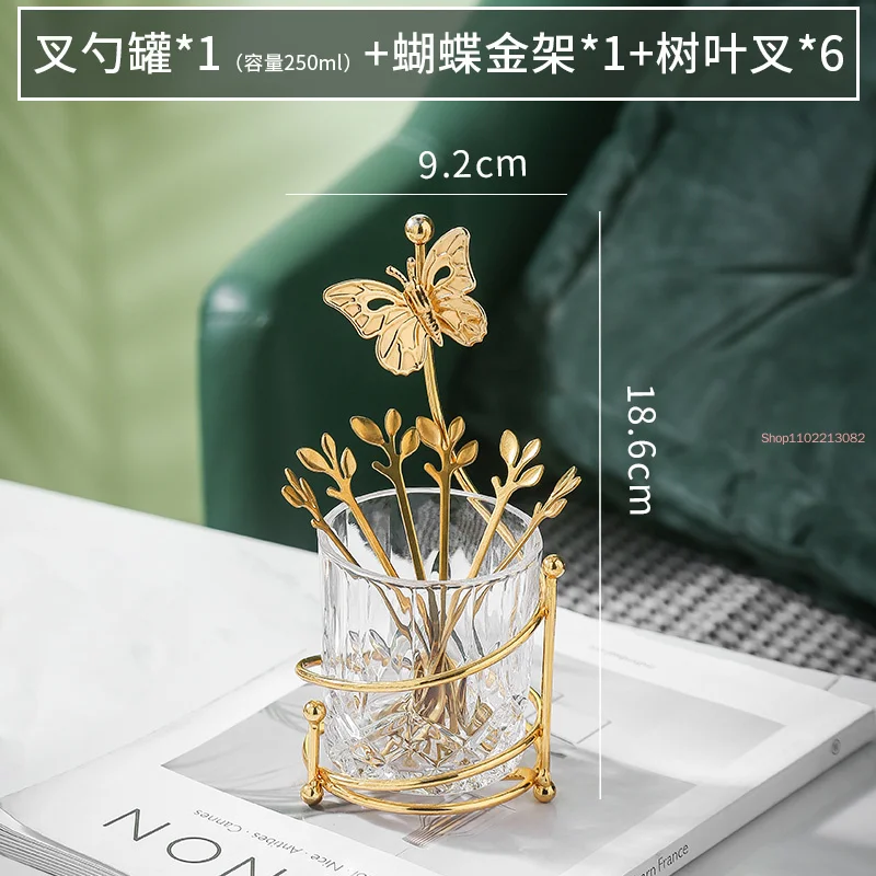 Нержавеющая сталь вилка для фруктов набор ложек стеллаж хранения посуды золотой