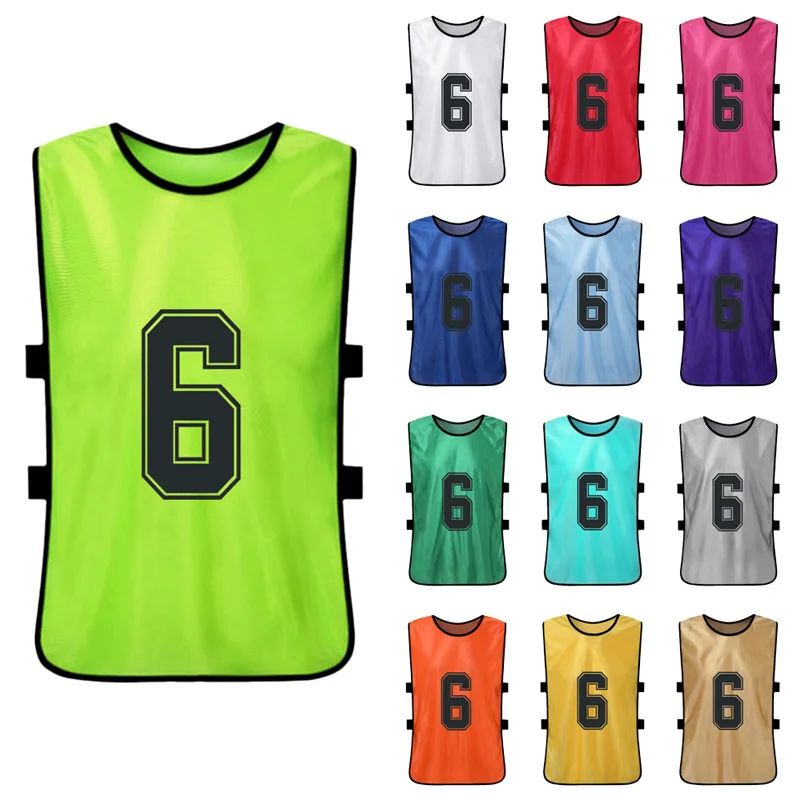 

NEW 6/12PCS Children Men Football Vest Youth Practice Training Bibs Soccer Pinnies Jerseys Quick Drying Basketball Running Vest