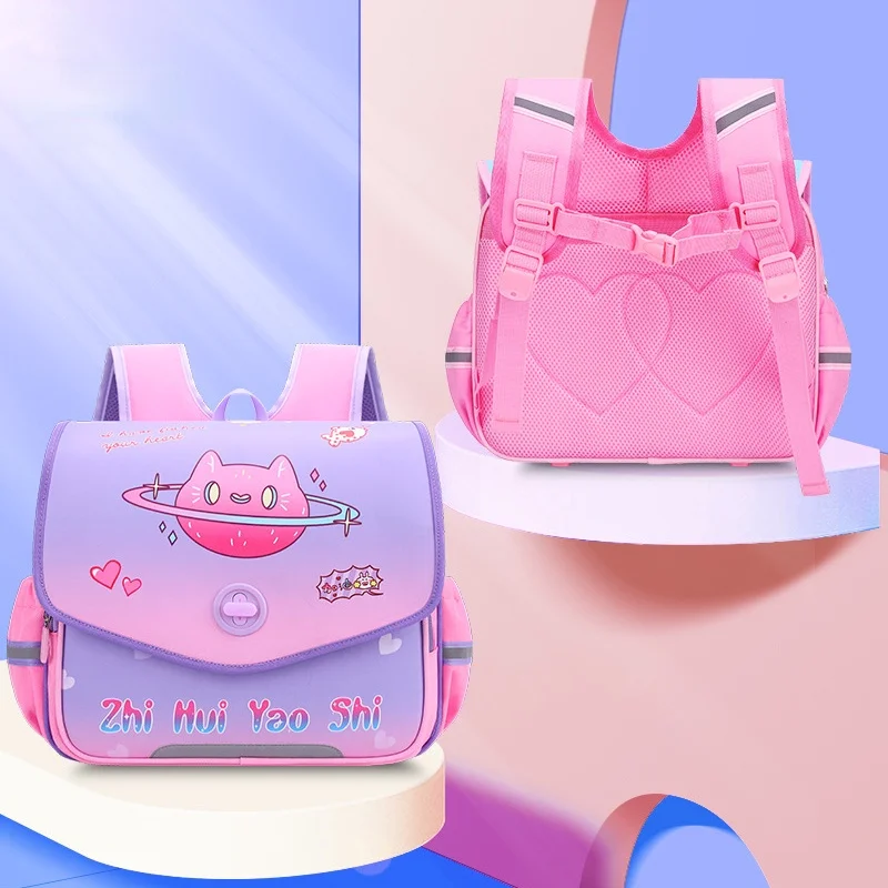 Primary School Students Horizontal Bags for Girls Boys New Cute Children Cartoon Astronaut Unicorn British Style Backpacks Hot