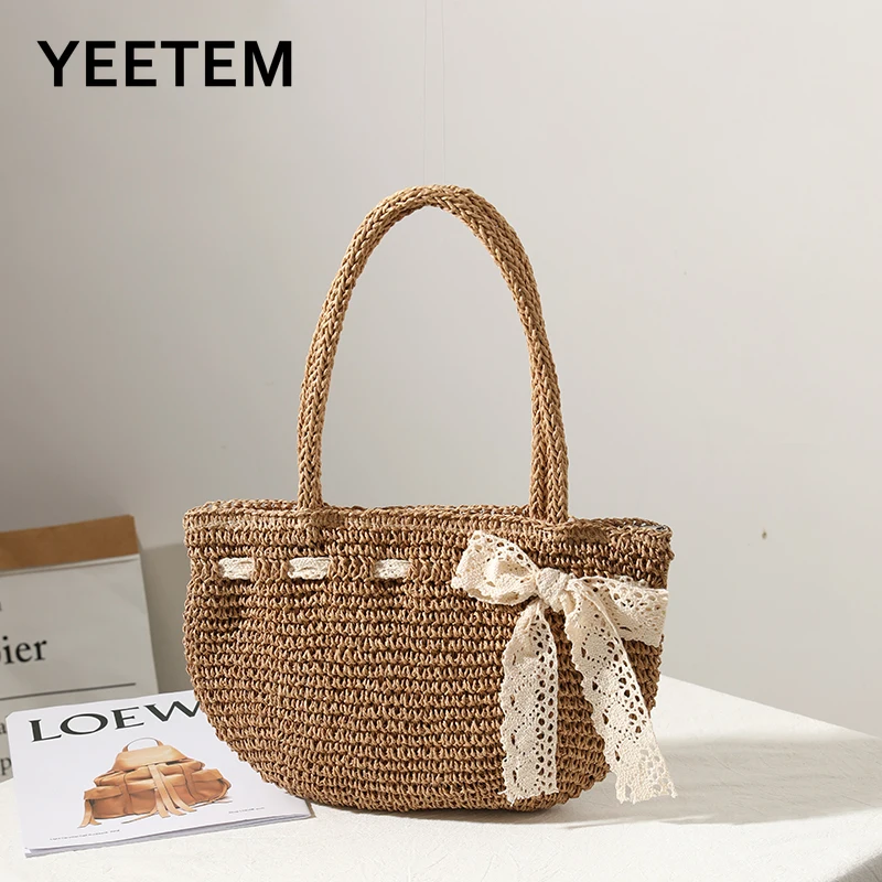 

2023 Straw Weaven Bucket Bag Female New Hand-woven Shoulder Handbag Seaside Holiday Beach Female Bags